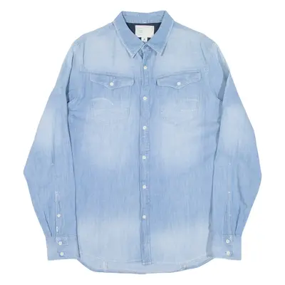 G-STAR Mens Denim Shirt Blue Long Sleeve L