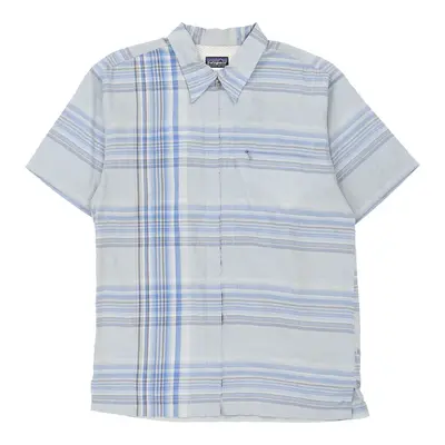 Patagonia Checked Short Sleeve Shirt - Medium Blue Polyester Blend