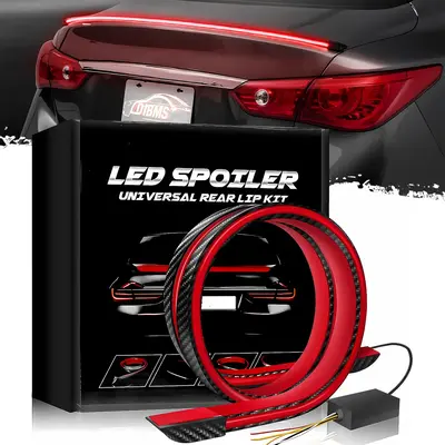 DIBMS Carbon Fiber Light Up Car Spoiler Universal Exterior Rear Roof Spoiler Tail Wing Splitter with LED Strip Lights for Enh...