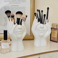 Creative Human Face Design Makeup Brush Holder, 1 Count Multi-functional Makeup Brush Storage Holder, Desktop Makeup Tool Org...