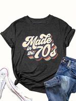 【Plus Size】 Vintage Made in The 70s Graphic Tee, Casual Retro Round Neck Short Sleeve T-shirt for Summer, Women's Plus Cl...