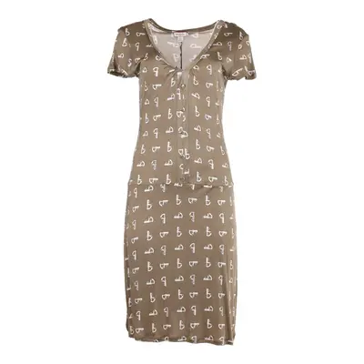 Tricot Max & Co Graphic Midi Dress - Large Khaki Polyester Blend