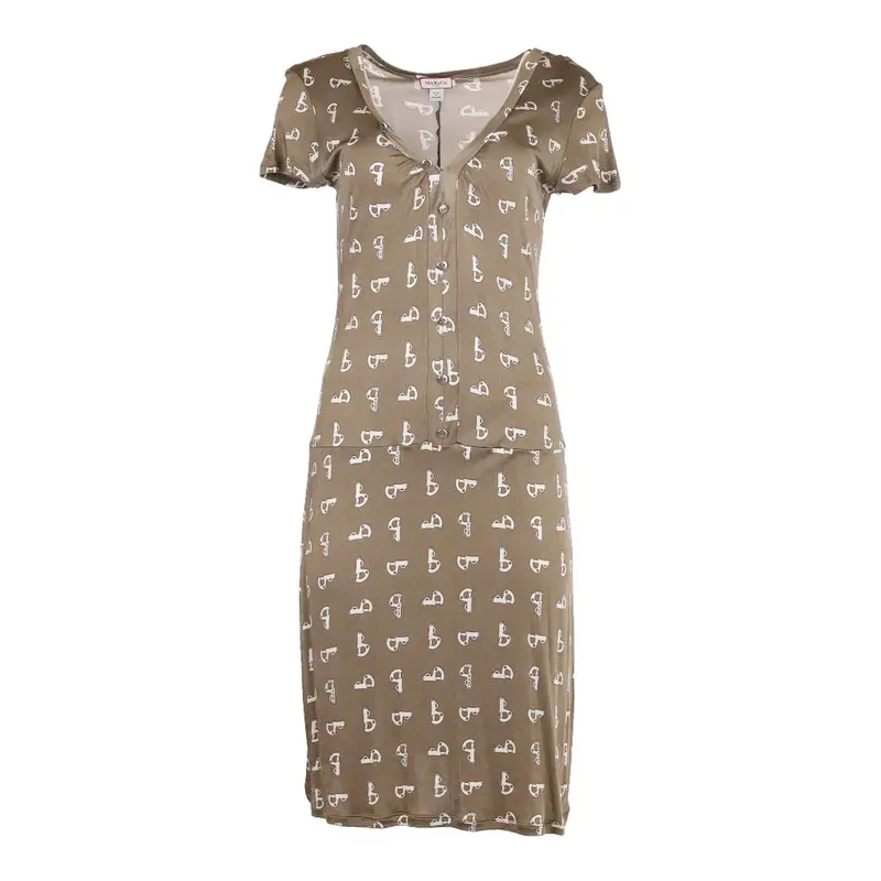 Tricot Max & Co Graphic Midi Dress - Large Khaki Polyester Blend