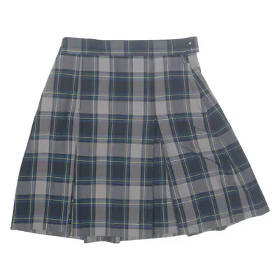 Womens Pleated Skirt Green Knee Length Check XS