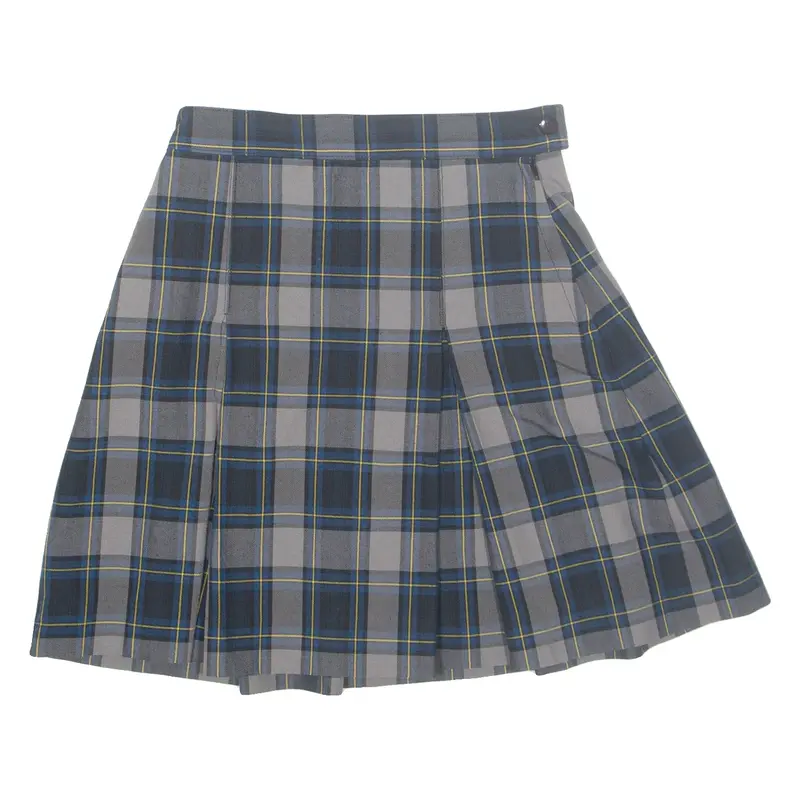Womens Pleated Skirt Green Knee Length Check XS