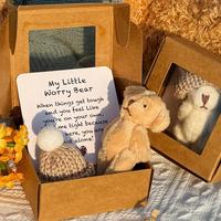 Little Bear in Box, 1 Set Mini  Bear with Inspirational Card, Sympathy  for Christmas & Valentine's Day & Mother's Day Teddyb...