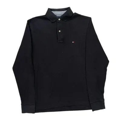 Tommy Hilfiger Long Sleeve Polo Shirt - Small Black Cotton