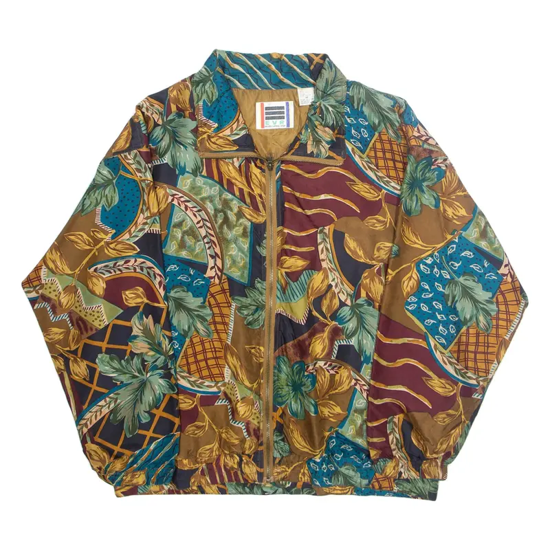 EVR Womens Jacket Brown Silk Floral M