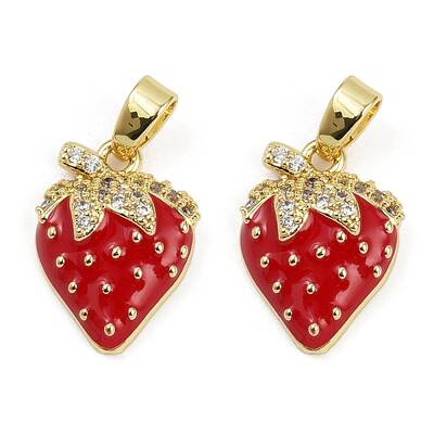 Brass Micro Pave Cubic Zirconia Enamel Pendants