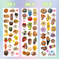 Kawaii Snack Cat Sticker Sheet - Cute Cat Design for Snack Time - Ideal for Cats and Their Owners