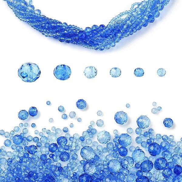 6 Styles Gradient Color Transparent Painted Glass Beads Strands