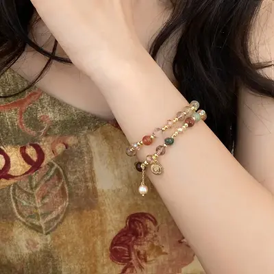 Vintage Double-Layer Bracelet Fashionable Bracelet for women with slight elastic fashion accessories for girls bracelets Adju...