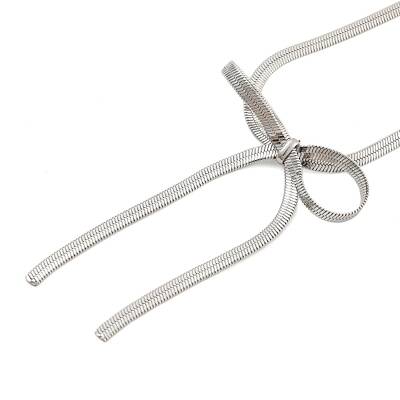 Bowknot 304 Stainless Steel Snake Chain Pendant Necklaces for Women