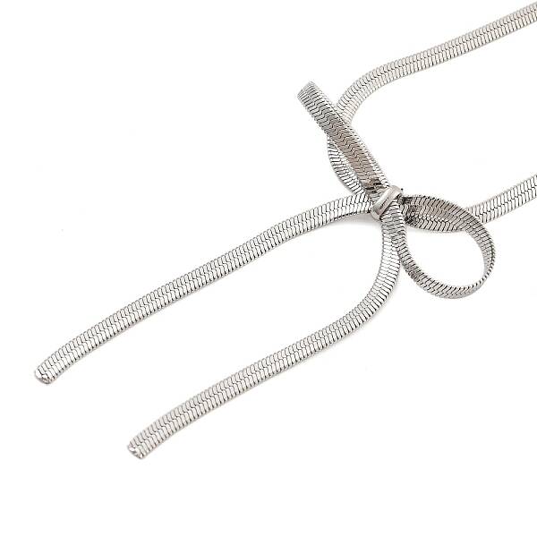 Bowknot 304 Stainless Steel Snake Chain Pendant Necklaces for Women