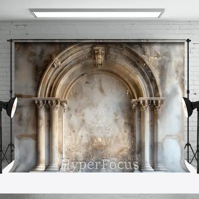 Vintage White Beige Arch Door Wall Photo Backdrop - Aperturee