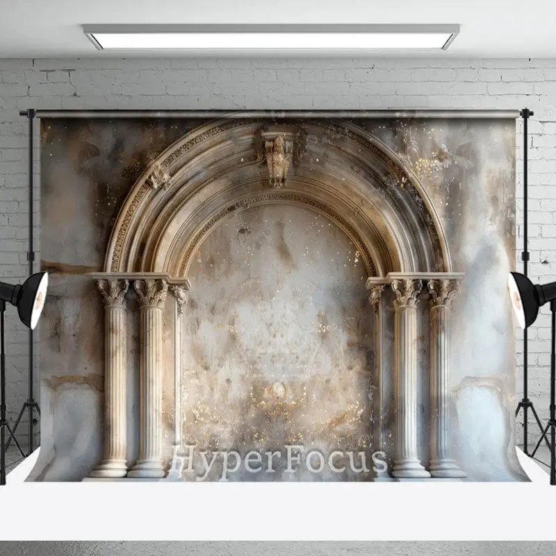 Vintage White Beige Arch Door Wall Photo Backdrop - Aperturee