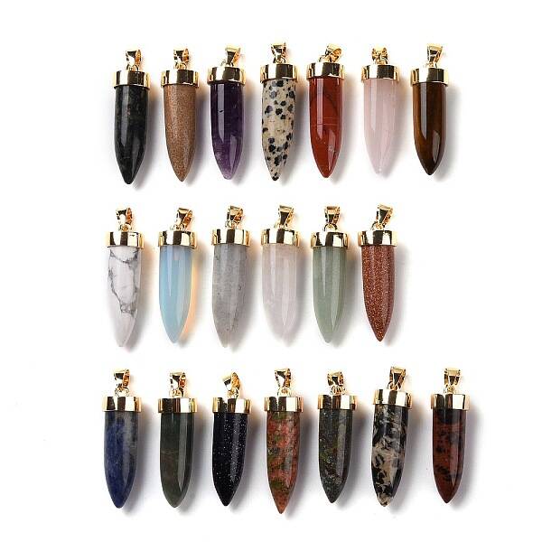 Natural & Synthetic Mixed Gemstone Pointed Pendants