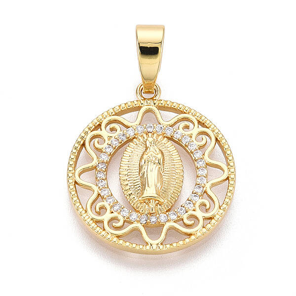 Brass Micro Pave Clear Cubic Zirconia Pendants