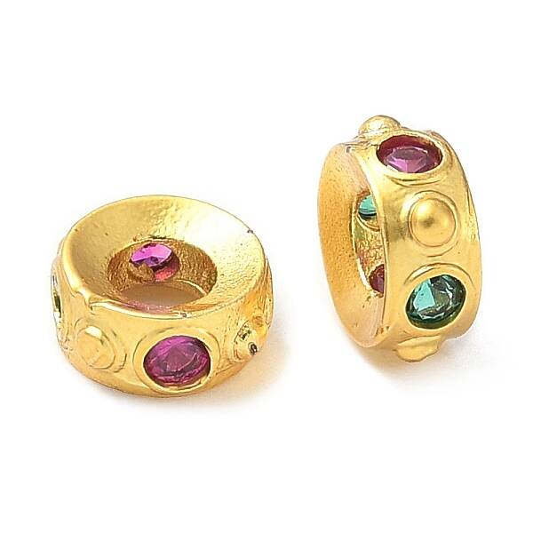 Brass Micro Pave Cubic Zirconia European Beads
