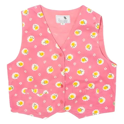 ENCORE Girls Waistcoat Pink 90s Floral 10Y