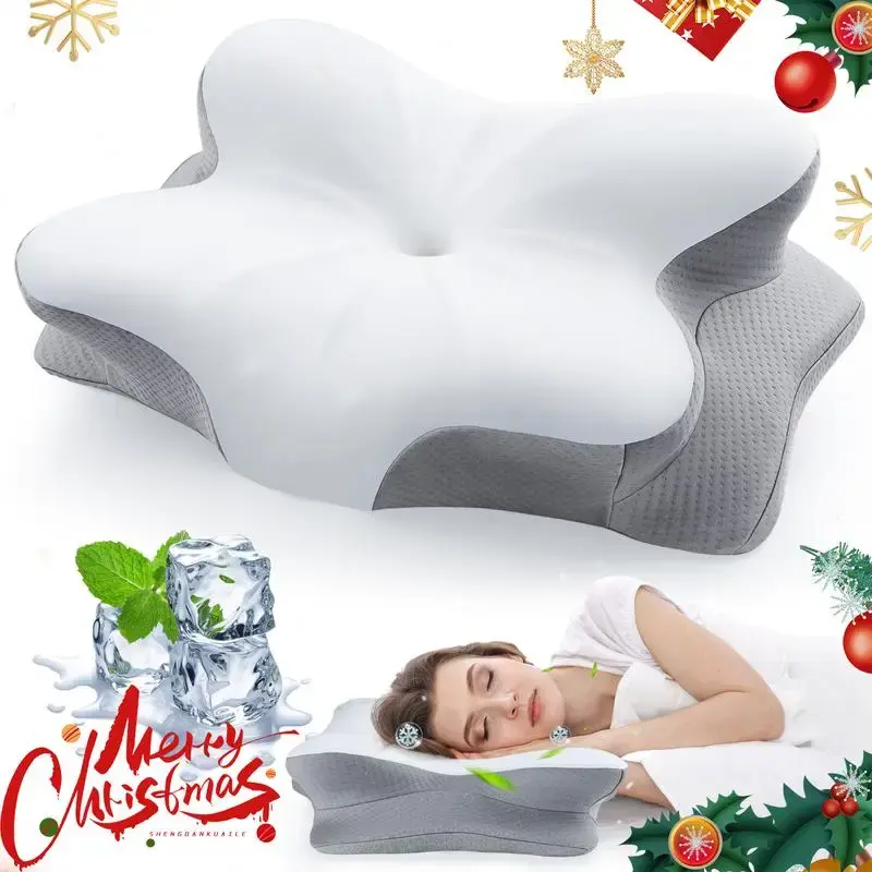 Vuteehy Neck Cervical Pillows For Support, PillowMemory Foam Pillows Cooling ,Washable SilkPillow Cases Soft Contour Sleeping...