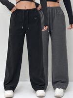Women's Solid Drawstring Waist Sweatpants, Casual Comfy Loose Fit Pants for Daily Wear, Going Out Bottoms, Ladies Bottoms for...