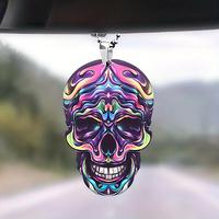 Creative Skull Design Car Rearview Mirror Hanging Ornament, Car Interior Decoration, Car Rearview Mirror Pendant, Car Accesso...