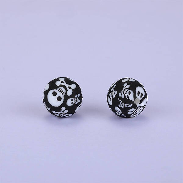 Printed Round Silicone Focal Beads