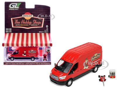 2019 Ford Transit LWB High Roof Van Hobby Shop Auto Mechanic - Mobile Mechanic Red with Car Jack and Battery The Hobby Sho...