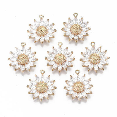 Brass Micro Pave Cubic Zirconia Pendants