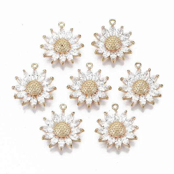 Brass Micro Pave Cubic Zirconia Pendants