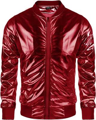 70s Disco Christmas Party Zip-up Jacket (US Only), Red / M