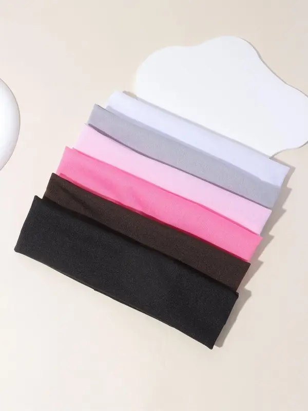 Women's Solid Elastic Hair Band for Galentineday Outfit, Sporty Sweat Absorbing High Stretch Hair Band for Yoga Gym Workout R...