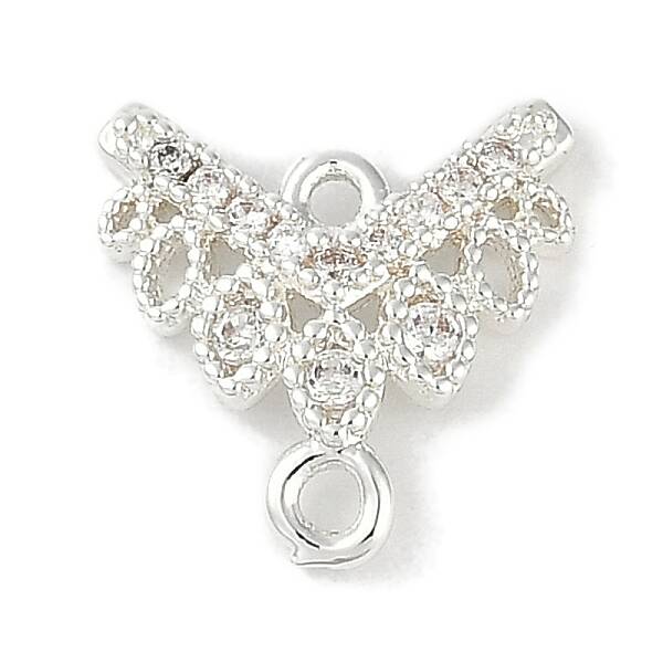 Brass Clear Cubic Zirconia V Shaped Connector Charms