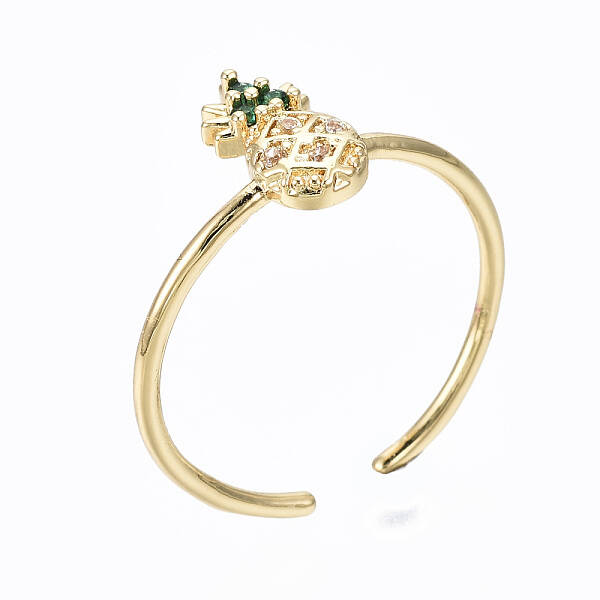 Brass Micro Pave Cubic Zirconia Cuff Rings