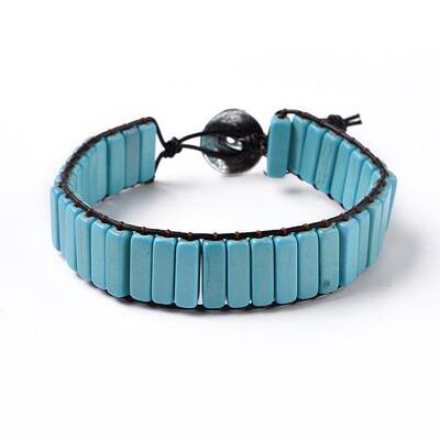 Synthetic Turquoise Beads Cord Bracelets