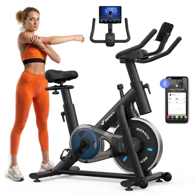 MERACH Exercise Bike for Home, Stationary Bike with Enhanced Electronic LED, Silent Belt Drive and Comfortable Seat Cushion f...
