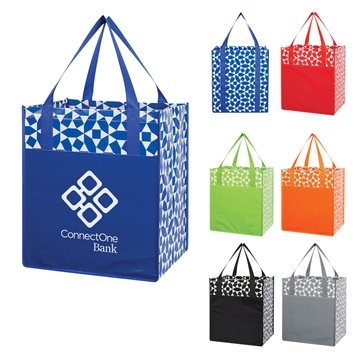 150 Promotional Geometric Non-Woven Shopping Tote Bag - ...