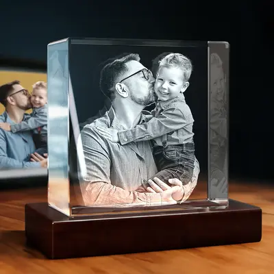 3D Memory Crystal™ - Tabletop - Square - For Dad-Standard / Medium
