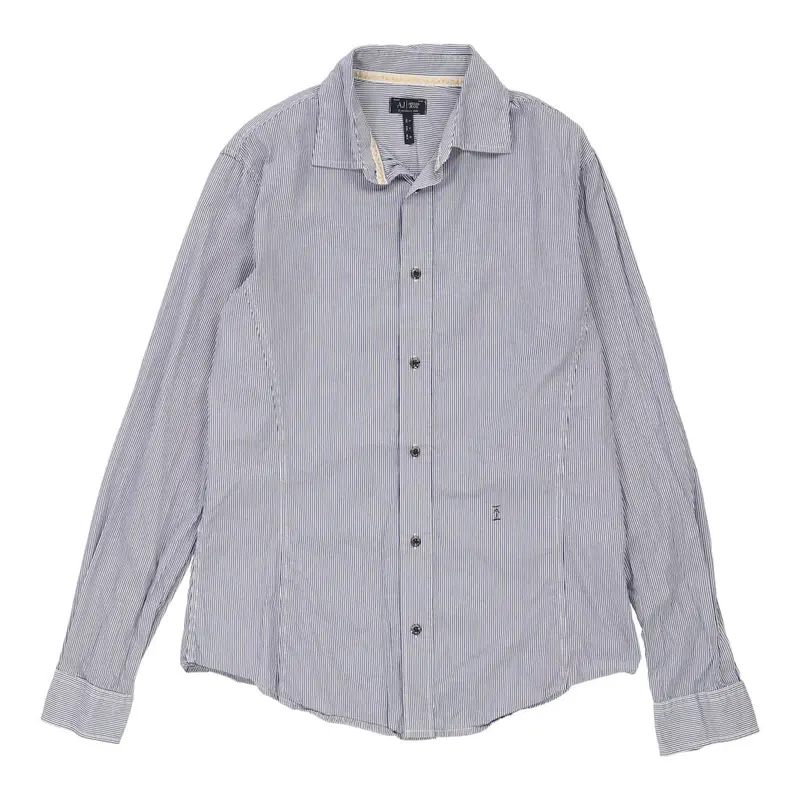 Armani Jeans Striped Shirt - Large Blue Cotton