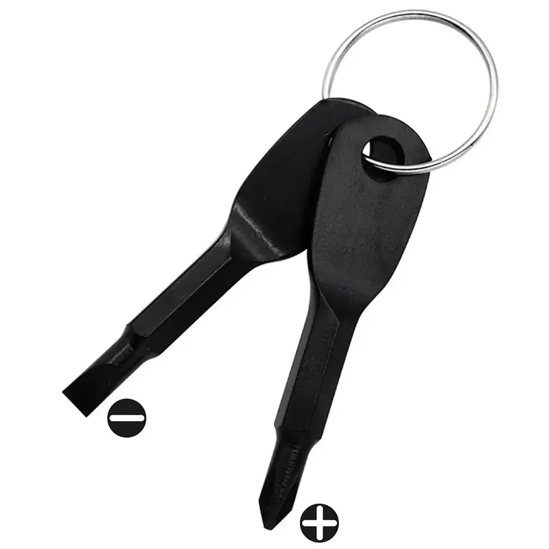 2 in 1 Keychain Screwdriver Set, 1 Set Mini Pocket Phillips and Flat Head Screwdriver with Key Ring, Outdoor Survival Emergen...