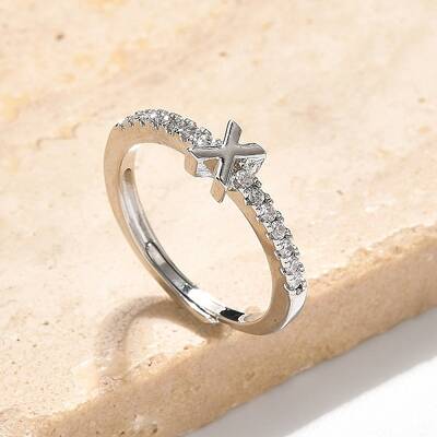 S925 Sterling Silver Adjustable Letter Rings for Women