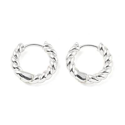 Brass Twisted Rope Hinged Hoop Earrings for Women