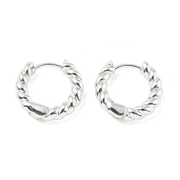 Brass Twisted Rope Hinged Hoop Earrings for Women