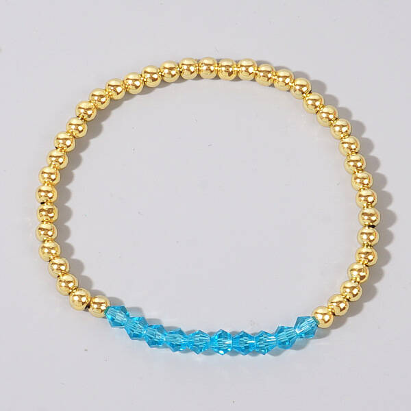 Colorful Birthstone Faceted Bicone & Brass Beaded Stretch Bracelets for Women