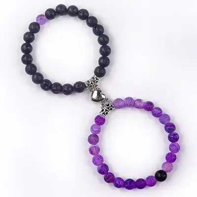 Couples Bracelet Magnetic Healing Crystal Stone Stretch Cord Friendship Bracelets for Men & women, Ladies and Gentleman