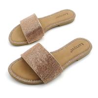 Women's Rhinestone Sandals Slide Glitter Bling Casual Sandal Flat Open Toe Sparkle Slides