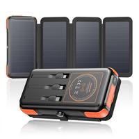 25000mAh Solar Charger Wireless Portable Charger, 20W Fast Charging Power Bank with Built-in 3 Cables, PD QC 3.0 Phone Batter...
