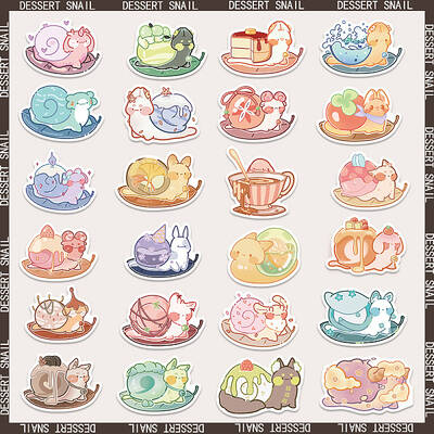 50Pcs Snail PVC Waterproof Self-Adhesive Stickers
