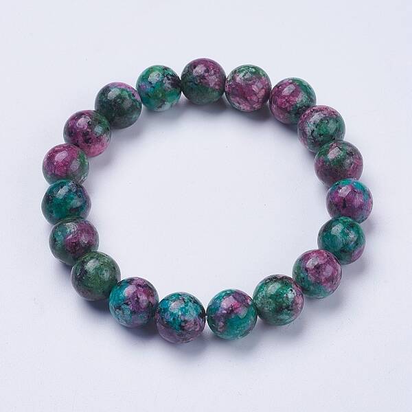 Synthetic Ruby in Zoisite Beaded Stretch Bracelets